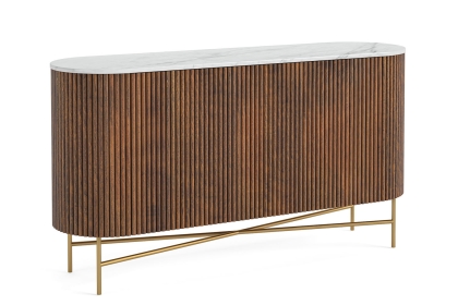 Harvard Reeded Mango Wood Large Sideboard with Marble Top