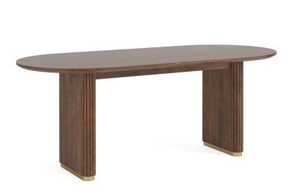 Harvard Reeded Mango Wood Oval Dining Table