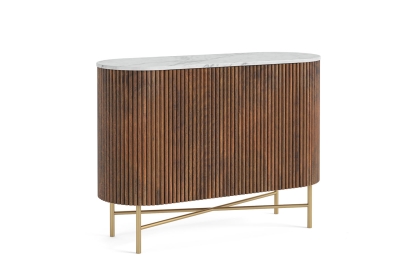 Harvard Reeded Mango Wood Small Sideboard with Marble Top