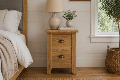 Burford Country Oak Narrow Bedside Table