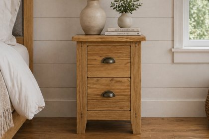 Burford Country Oak Narrow Bedside Table