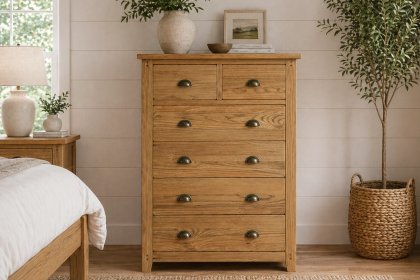 Burford Country Oak 6 Drawer Chest of Drawers