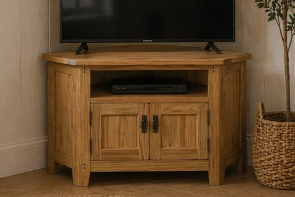 Burford Country Oak Corner TV Unit with Door
