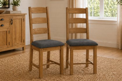 Burford Country Oak Ladder Dining Chair (Pair)