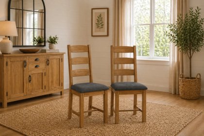 Burford Country Oak Ladder Dining Chair (Pair)