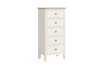 Marlow Oak Painted Coconut White Tallboy Chest of Drawers