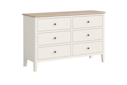 Marlow Oak Painted Coconut White 6 Drawer Chest of Drawers