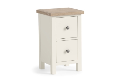 Modern Country Painted Oak Coconut White Narrow Bedside Table