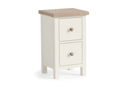Modern Country Painted Oak Coconut White Narrow Bedside Table
