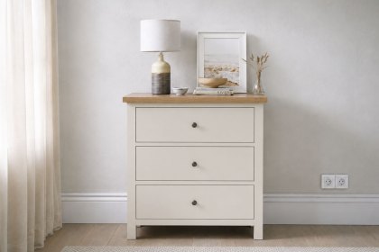 Modern Country Painted Oak Coconut White 3 Drawer Chest of Drawers Modern Country Painted Oak Coconut White 3 Drawer Chest of Drawers