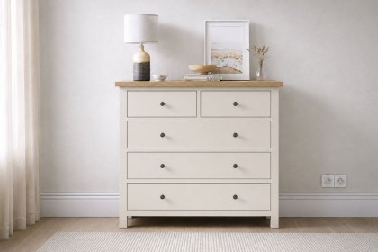 Modern Country Painted Oak Coconut White 2 Over 3 Chest of Drawers Modern Country Painted Oak Coconut White 2 Over 3 Chest of Drawers