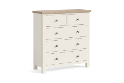 Modern Country Painted Oak Coconut White 2 Over 3 Chest of Drawers
