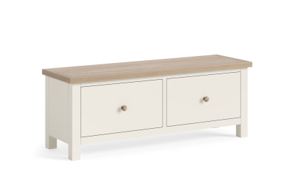 Modern Country Painted Oak Coconut White Large 2 Drawer Blanket Box Bench