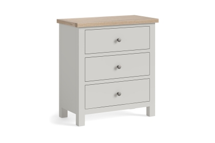 Modern Country Painted Oak Stone Grey 3 Drawer Chest of Drawers Modern Country Painted Oak Stone Grey 3 Drawer Chest of Drawers