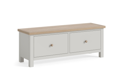 Modern Country Painted Oak Stone Grey Large 2 Drawer Blanket Box Bench