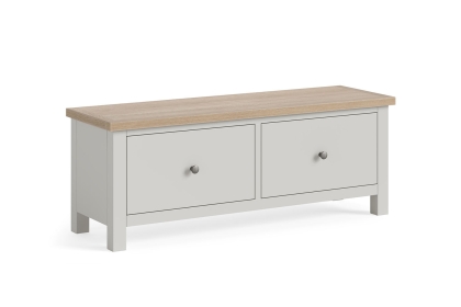 Modern Country Painted Oak Stone Grey Large 2 Drawer Blanket Box Bench