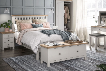 Modern Country Painted Oak Stone Grey Bed Frame Modern Country Painted Oak Stone Grey Bed Frame
