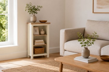 Modern Country Painted Oak Coconut White Mini Bookcase Modern Country Painted Oak Coconut White Mini Bookcase