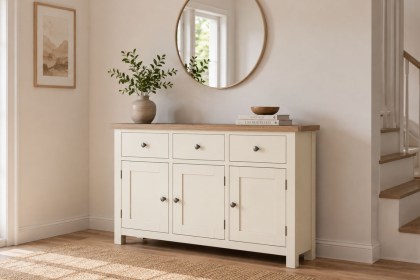 Modern Country Painted Oak Coconut White Large Sideboard Modern Country Painted Oak Coconut White Large Sideboard