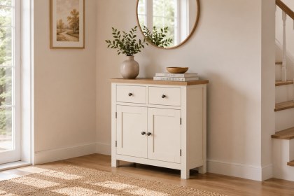Modern Country Painted Oak Coconut White Small Sideboard Modern Country Painted Oak Coconut White Small Sideboard
