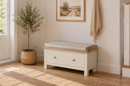 Modern Country Painted Oak Coconut White Hallway Bench Modern Country Painted Oak Coconut White Hallway Bench