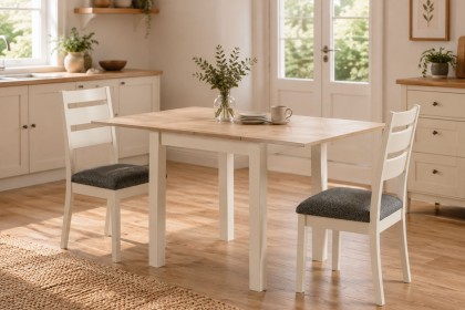 Modern Country Painted Oak Coconut White Flip-Top Dining Table Modern Country Painted Oak Coconut White Flip-Top Dining Table