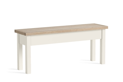 Modern Country Painted Oak Coconut White Shallow Storage Bench