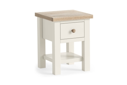 Modern Country Painted Oak Coconut White Lamp Table with Shelf