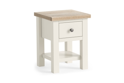 Modern Country Painted Oak Coconut White Lamp Table with Shelf