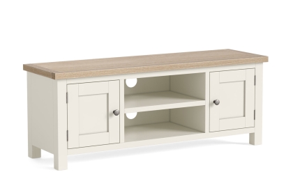 Modern Country Painted Oak Coconut White 125cm Large TV Unit Modern Country Painted Oak Coconut White 125cm Large TV Unit