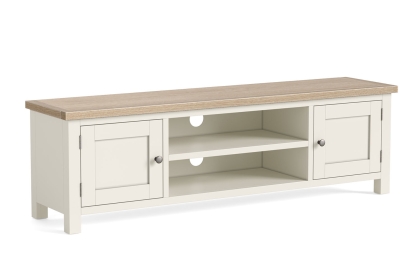 Modern Country Painted Oak Coconut White 160cm Extra Large TV Unit