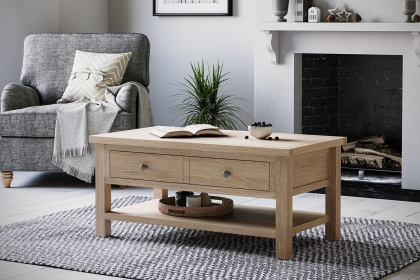 Modern Country Oak Coffee Table with Shelf