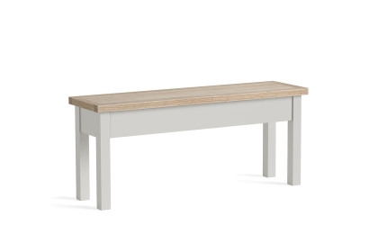 Modern Country Painted Oak Stone Grey Shallow Storage Bench