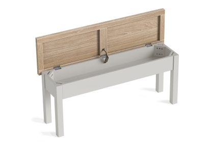 Modern Country Painted Oak Stone Grey Shallow Storage Bench