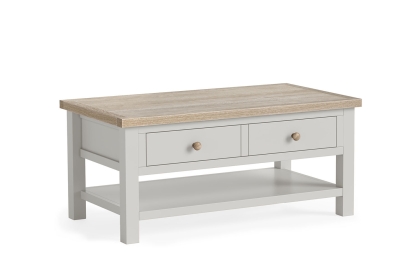 Modern Country Painted Oak Stone Grey Coffee Table with Shelf Modern Country Painted Oak Stone Grey Coffee Table with Shelf