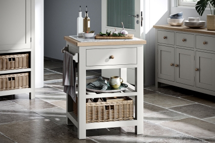 Modern Country Painted Oak Stone Grey Small Kitchen Island Unit