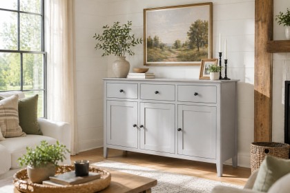 Stowe Painted Grey Large 3 Door Sideboard Stowe Painted Grey Large 3 Door Sideboard