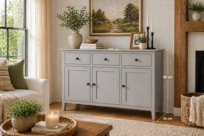 Stowe Painted Grey Large 3 Door Sideboard Stowe Painted Grey Large 3 Door Sideboard