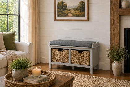 Stowe Painted Grey Storage Bench