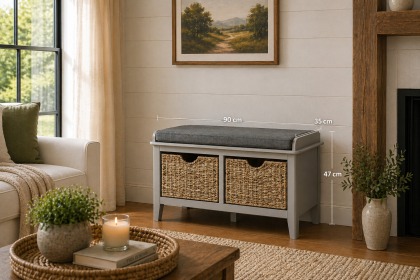 Stowe Painted Grey Storage Bench
