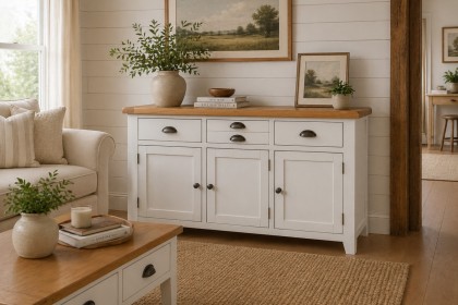 Cotswold White Large 3 Door Sideboard - 137cm Wide