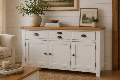 Cotswold White Large 3 Door Sideboard - 137cm Wide