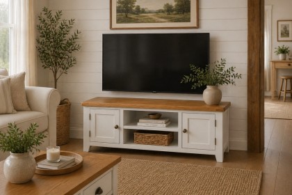 Cotswold White Large TV Stand 120cm Wide