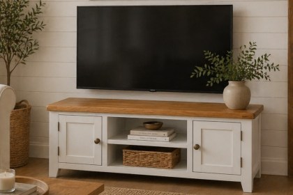 Cotswold White Large TV Stand 120cm Wide