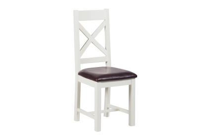 Cotswold White Cross Back Fabric Dining Chair