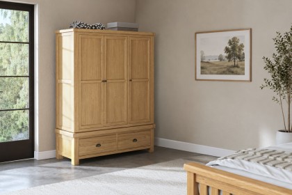 Normandy Chunky Country Oak Triple Wardrobe
