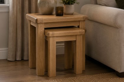 Normandy Chunky Country Oak Nest of Tables