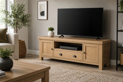 Normandy Chunky Country Oak 190cm TV Unit