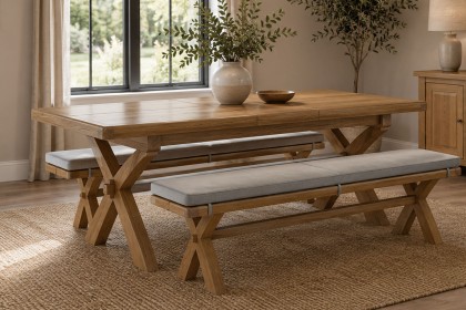 Normandy Chunky Country Oak Cross-Leg Extending Dining Table