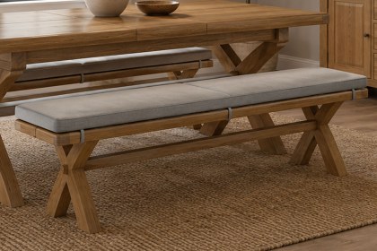 Normandy Chunky Country Oak Cross-Leg Dining Bench